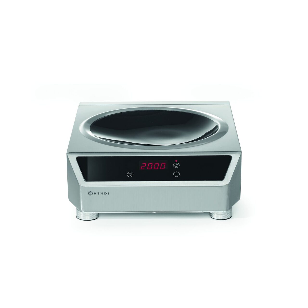 Wok 3-ply HENDI 36 Cm - Sans Couvercle - Acier Chromé Et Inox - Fond Plat 14,5 Cm - Compatible Induction Et Lave-vaisselle