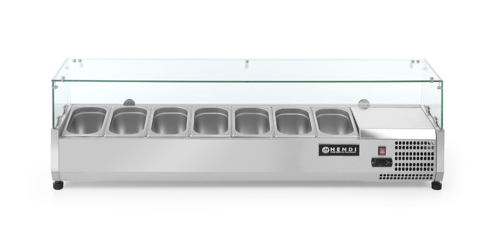 Vitrine frigorifice cu 7 compartimente gri metalizat cu geam pentru prezentare Hendi