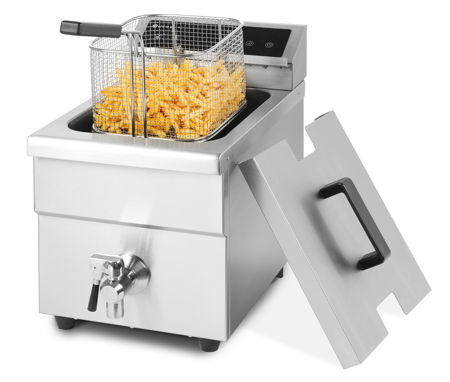 Friteuză profesională cu capac cu cartofi prăjiți pai Hendi