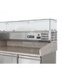 Masa frigorifica cu 3 usi, pentru pizza, cu vitrina ingrediente cu 6 tavi GN 1/4, 270+170 W, ARKTIC by Hendi, 140x70x(H)144.5 cm