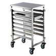 Carucior Hendi pentru debarasare tavi 7 x GN 1/1, 445x615x(h)945 mm Inox, 4 roti pivotante, 2 cu frane