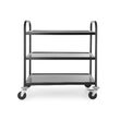 Carucior servire negru Hendi, metalic, cu 3 rafturi