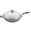 Tigaie Wok profesionala, cu capac, 360x inaltime 180 mm, inox, Hendi, potrivit si pt inductie