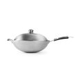 Tigaie Wok profesionala, cu capac, 360x inaltime 180 mm, inox, Hendi, potrivit si pt inductie
