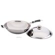 Tigaie Wok profesionala, cu capac, 360x inaltime 180 mm, inox, Hendi, potrivit si pt inductie