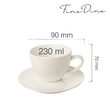 Ceașcă elegantă cu farfurioară pentru ceai și cafea Fine DIne,  Crema 230 ml