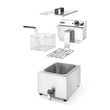 Friteuza electrica profesionala, Hendi Mastercook cu robinet scurgere ulei, Inox, 8 lt, 3500 W, temperatura reglabila pana la 195 gr C, termostat, 515x300x(H)345 mm