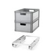 Carucior pentru recipiente, 6 roti, HENDI, Argintiu, 655x415x(H)130mm