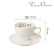 Ceașcă elegantă cu farfurioară pentru ceai și cafea Fine DIne,  Crema 230 ml
