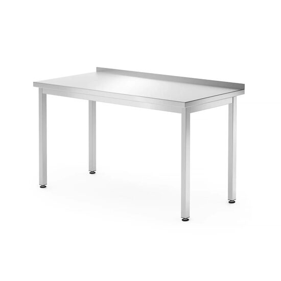Masa de lucru cu rebord si fixare in perete,Hendi,adancime 700mm, pregatita pentru asamblare, Kitchen Line, 1400x700x(H)850mm.