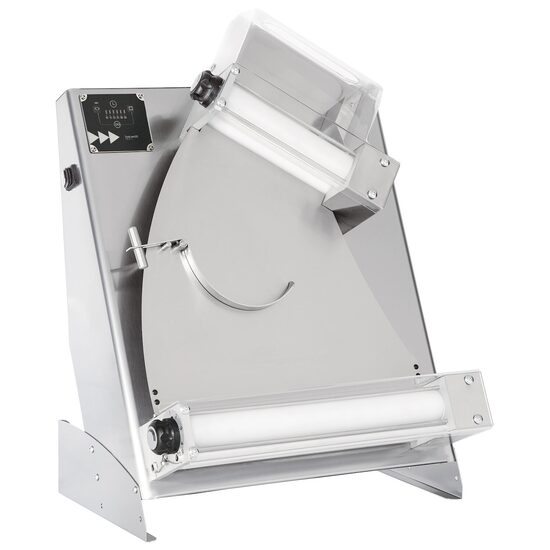 Aparat electric pentru formatare aluat de pizza sau paste Prismafood 400 cu 2 perechi de role, greutate portie de aluat 0,21-0,70 kg, 230V/250W, 585x435x(H)790mm