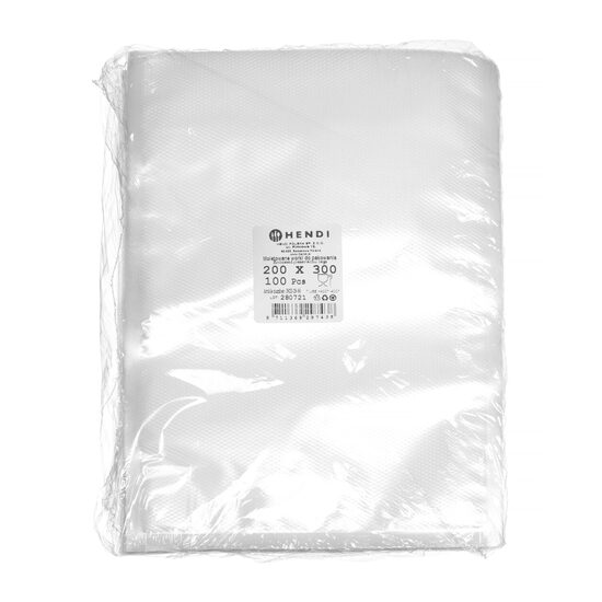 Pungi gofrate 200x300mm, Hendi, pentru depozitarea produselor, pentru masini de ambalat tip banda, 100 buc