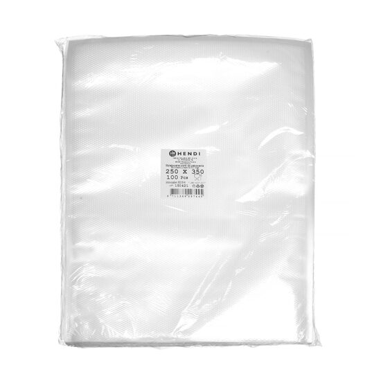 Pungi gofrate 250x350mm, Hendi, pentru depozitarea produselor, pentru masini de ambalat tip banda, 100 buc