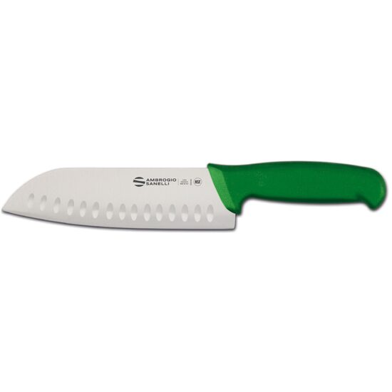 Cuțit Santoku Supra Colore, Ambrogio Sanelli, lamă canelată, verde, (L) 310 mm