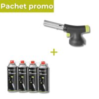 Pachet Arzator Creme-Brulee HENDI Jet + Set 4 x rezerve gaz butan 227 grame