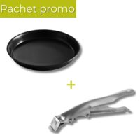 Pachet Tava pizza otel 360mm + Dispozitiv prindere inox 190mm