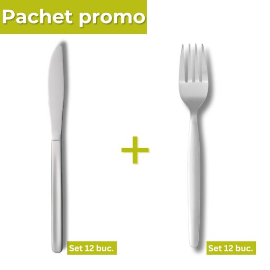 Pachet Set 12 cutite + 12 furculite Budget Line inox