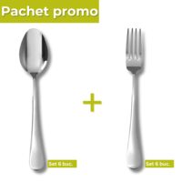 Pachet Set 6 furculite inox 205mm + Set 6 linguri masa inox