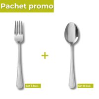 Pachet Set 6 furculite inox 197mm + Set 6 linguri supa inox