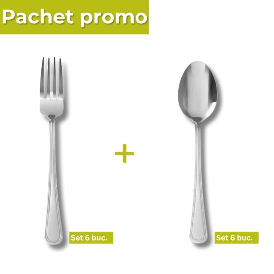 Pachet Set 6 furculite inox 197mm + Set 6 linguri supa inox
