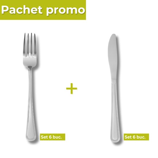 Pachet Set 6 cutite masa + Set 6 furculite inox 197mm