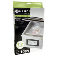 Set 100 pungi vacuum gofrate 200x300 mm, Hendi, 2 straturi, 75 microni grosime, filtru UV