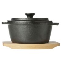 Set oala cu capac din fonta si suport din lemn, Cosy & Trendy by Hendi diametru 13.5 cm, 550 ml