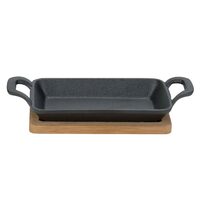 Set servire, tava din fonta si suport din lemn de bambus, Cosy & Trendy by Hendi 10 x 22.5 x 5 cm