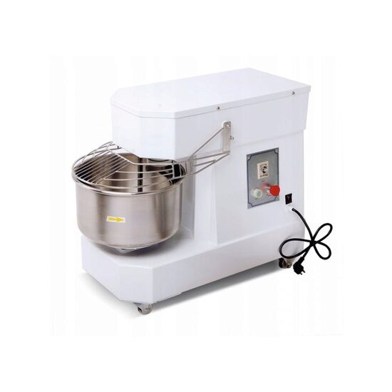 Malaxor spirala cu vas fix 1 viteza echipat cu roti pivotante vas, capac si spirala din inox 18/10 HENDI Smart, 10 litri 400 W, Viteza bol / carlig: 19/193 rpm,  730x300x (H) 635 mm