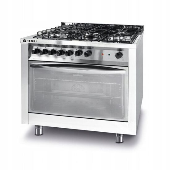 Plita electrica gaz cu 5 arzatoare si cuptor cu convectie HENDI Smart, 3 kW / 230V, 900x600x (H) 900 mm