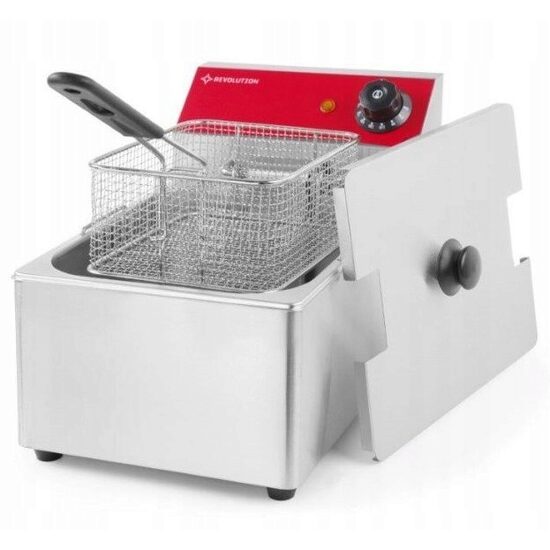Friteuza electrica profesionala 8 lt, REVOLUTION by Hendi, 3500 W, termostat reglabil, 265x430x(H)345 mm