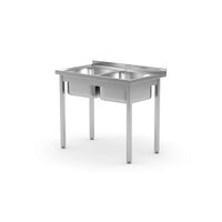 Chiuveta dubla cu suport, 1000x600x (H) 850 mm, Revolution by Hendi, Inox