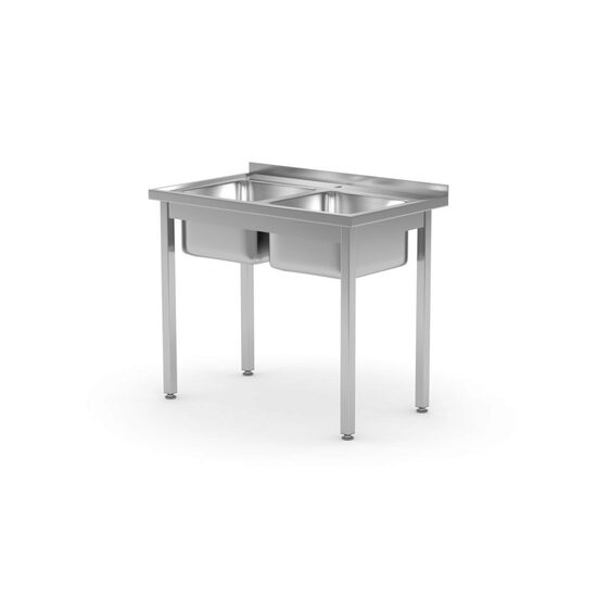 Chiuveta dubla cu suport, 1000x600x (H) 850 mm, Revolution by Hendi, Inox