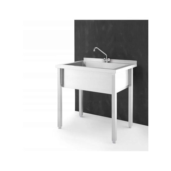 Chiuveta profesionala de bucatarie cu suport inclus, Revolution By Hendi, Inox, 800x600x (H) 850 mm