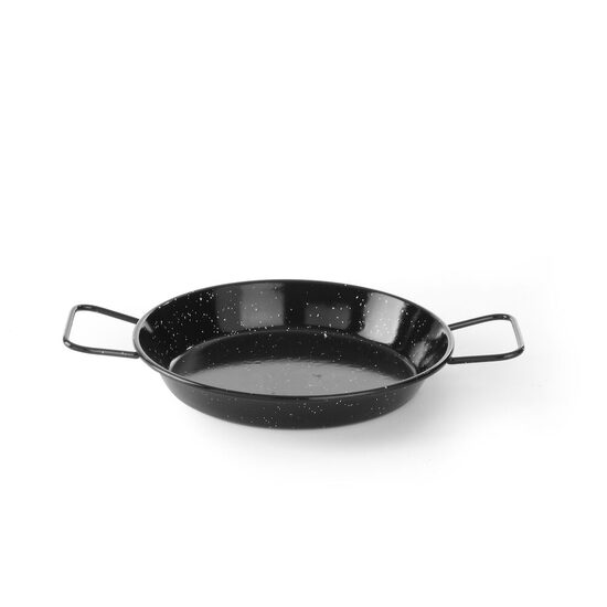 Tigaie paella cu 2 manere, otel emailat, 24 cm diametru x 4 cm inaltime , Hendi, potrivita si pentru servire