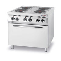 Aragaz electric Hendi Kitchen Line cu 4 plite si cuptor convectie 400V/13400W GN1/1 800x700x(H)900 mm