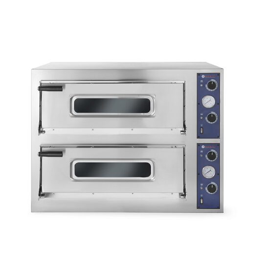 Cuptor pizza profesional Basic 44 Inox 2 camere 9400 W interval temperatura 50 C - 500 C Hendi, dimensiune camera interioara 2x 660x660x(H)140 mm