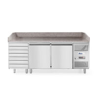 Masa pizza profesionala, cu 2 usi 7 sertare 280 L inox, ARKTIC by Hendi interval temperatura -2/+8 gr C 250 W 2020x800x(H)875 mm