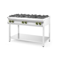 Aragaz profesional pe gaz Hendi Kitchen Line cu 6 arzatoare Inox 28.5 kW 1200x700x(H)900 mm