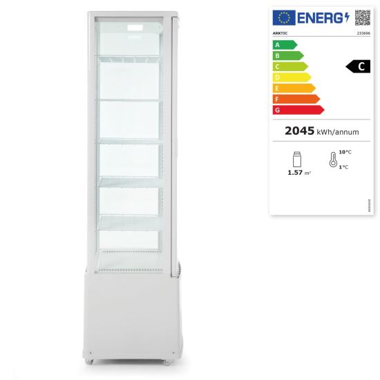 Vitrina frigorifica prezentare, alba,270lt, 556x526x(H)1913mm,230v 290w.