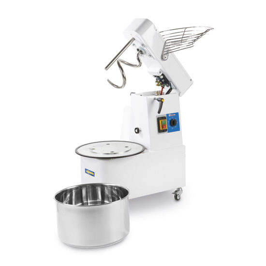 Mixer profesional spirala cu vas detasabil 1 viteza echipat cu roti pivotante vas, capac si spirala din inox 18/10 Hendi 10 litri 370 W,Productivitate 35 Kg, 385x670x(H)675 mm