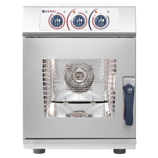 Cuptor convectie cu umidificare, compact HENDI NANO, 6 tavi GN 2/3 , 2 elemente incalzire, termostat reglabil, 50-260 gr C, timer 0 - 120 min, 5300 W