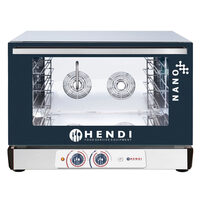 Cuptor convectie cu umidificare, HENDI NANO, capacitate 4 tavi 600x400 mm, 2 elemente incalzire, 2 ventilatoare reversibile, termostat reglabil, 50-285 gr C, timer 0 - 120 min, 6300 W, 750x691x(H)552 mm