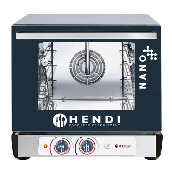 Cuptor convectie cu umidificare, HENDI NANO, 4 tavi 450x340 mm, 2 elemente incalzire, termostat reglabil, 50-260 gr C, 3200 W, timer 0 - 120 min, 560x595x(H)530 mm