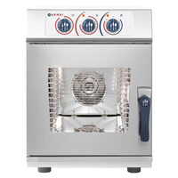 Cuptor convectie cu umidificare, compact HENDI NANO, 6 tavi GN 1/1, 2 elemente incalzire, 1 ventilator reversibil, termostat reglabil, 50-260 gr C, timer 0 - 120 min, 700 W, 530x842x(H)730 mm