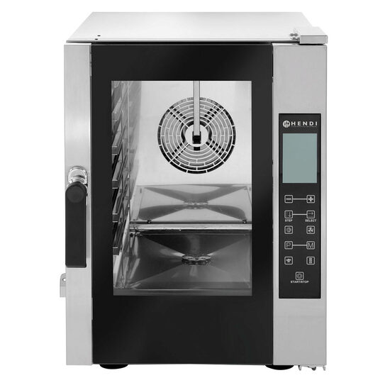 Cuptor profesional convectie cu umidificare, HENDI, capacitate 6 tavi x GN 1/1, 2 elemente incalzire, 1 ventilator reversibil, control touch, termostat reglabil, 30 - 260 gr C, timer 0 - 120 min, 7800 W, 690x570x510 (H) mm