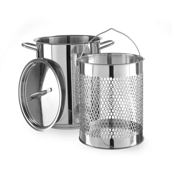 Set oala capac si cos pentru gatire la abur, otel inoxidabil 18/0 Hendi, ø160x(H)280 mm