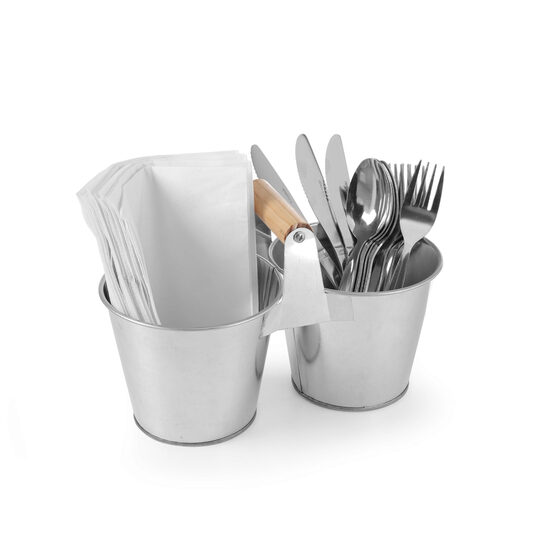 Set rustic tacamuri si servetele, Hendi, tip galeata, 190x95x(H)140, otel galvanizat