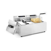 Friteuza electrica profesionala, 2x8 litri, 3500W, Hendi Mastercook digitala, termostat reglabil 0-190 gr C, corp inox, 60.5x45.5x(H)34.5 cm