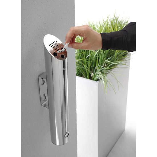 Scrumiera Hendi cu montare pe perete, otel inoxidabil 18/8, 7.5x(H)46 cm